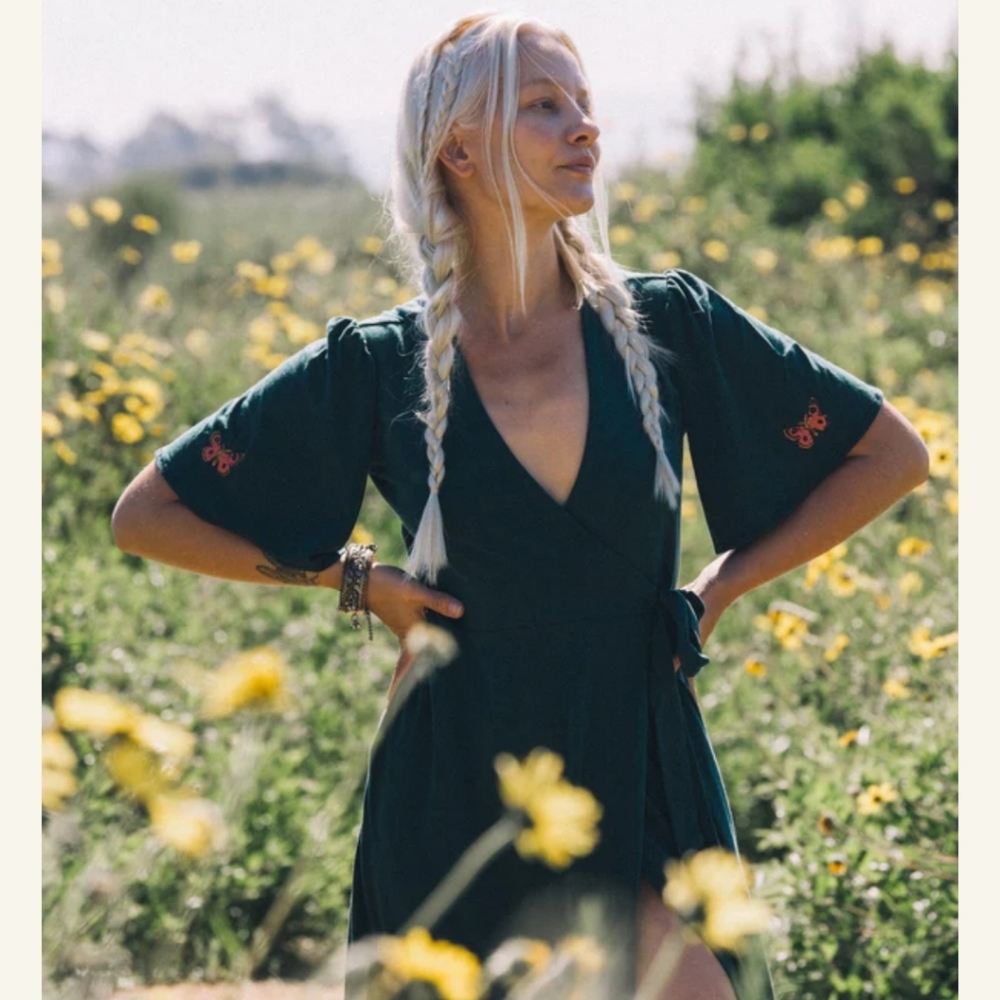 Purusha People 1x Rose Emperor Moth maxi wrap dress